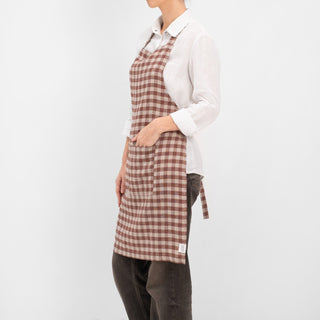Leinen-Schürze Daily, Chocolate Gingham 4