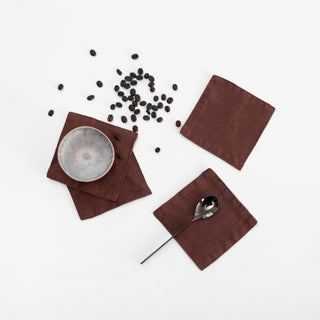 Leinen-Untersetzer im 4er-Set, Chocolate 