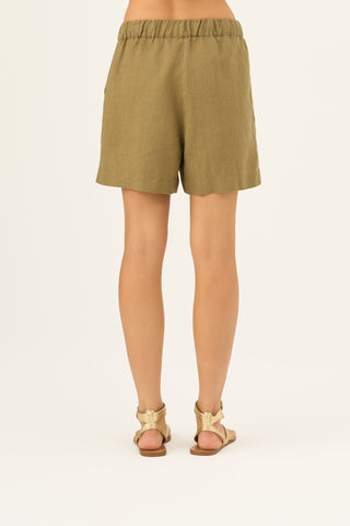 Leinen-Shorts Hip-Hop, Olive Khaki 5