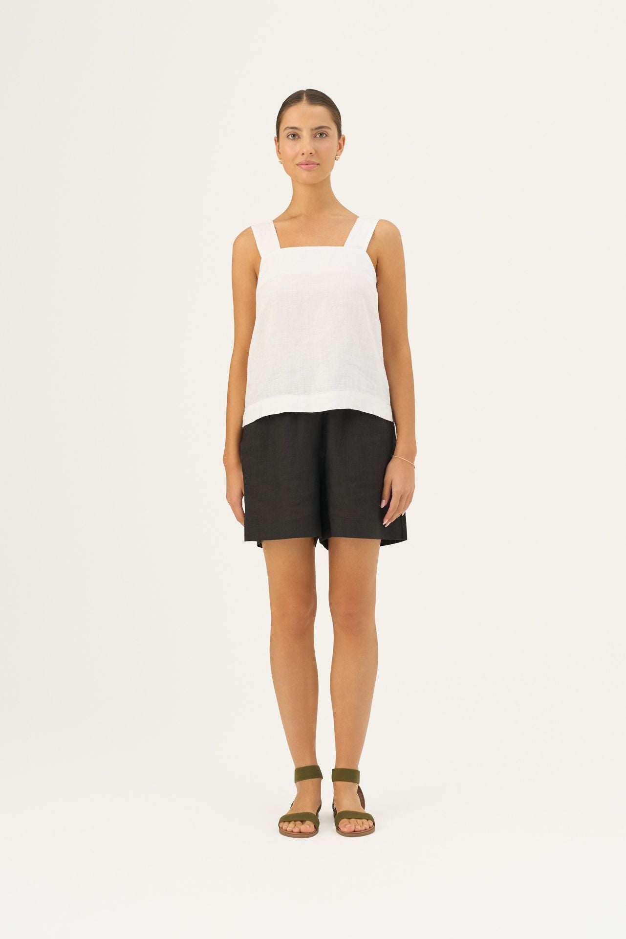 Leinen-Top Polka, Optical White – Linen Tales