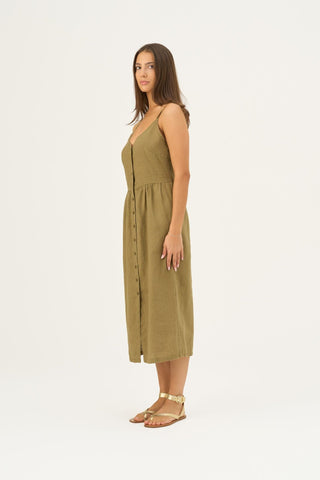 Leinenkleid Camilla, Olive Khaki 3