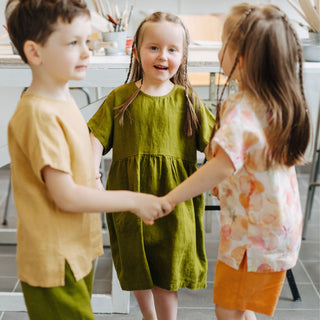 Leinenkleid Partridge für Kinder, Green 3