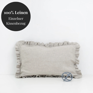 Leinen-Kopfkissenbezug mit Rüschen für Kinder, Melange 