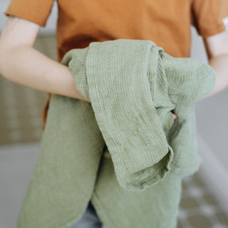 Leinen-Handtuch für Kinder mit Waffelstruktur, Sage 3