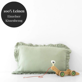 Leinen-Kopfkissenbezug mit Rüschen für Kinder, Sage 