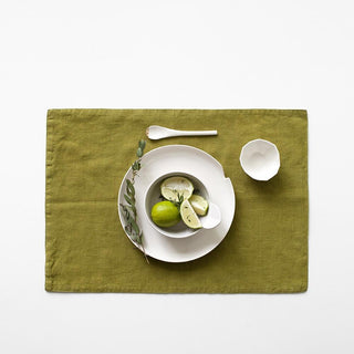 Moss Green Leinen Tischset 
