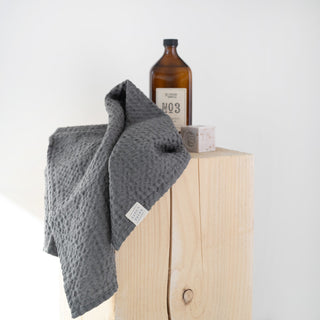 Waffelpiqué-Handtuch aus Leinen Dark Grey 5 5