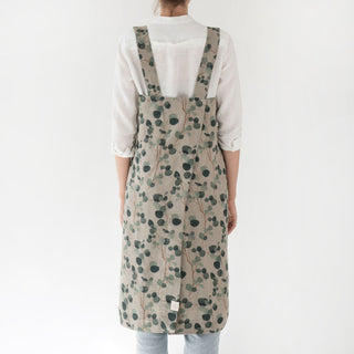 Eucalyptus on Natural Leinen Schürze Pinafore 3 3