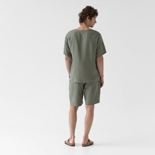 Four Leaf Clover Farbe Leinen Fern-Pyjama-Set für Männer von der Rückseite 