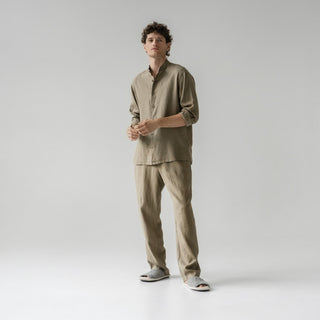 Leinen-Loungewear-Set Currant, Khaki 1