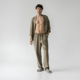 Leinen-Loungewear-Set Currant, Khaki 3