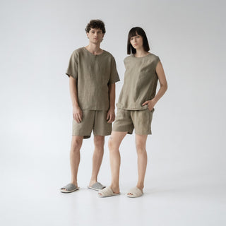 Leinen-Pyjama-Set Fern, Khaki 3
