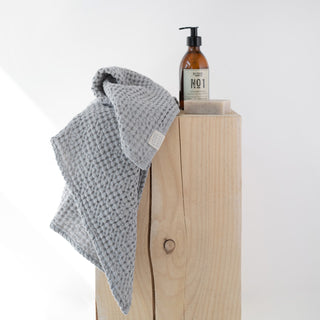 Waffelpiqué-Handtuch aus Leinen Light Grey 5 5
