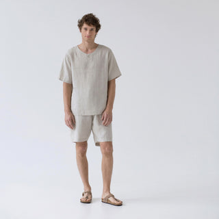 Melange Farbe Leinen Fern-Pyjama-Set für Männer 