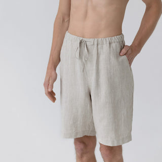 Melange Farbe Leinen Fern-Pyjama-Set für Männer Kurze Hose 4