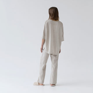 Melange  Farbe Leinen Primrose-Loungewear-Set für Damend von der Rückseite 
