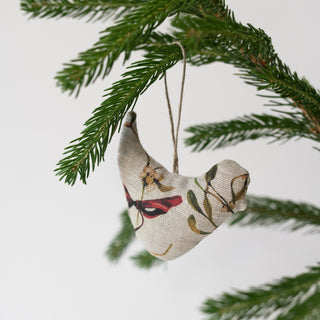 Leinen-Weihnachtsbaumschmuck im 4er-Set, Mistletoe on Natural 2 