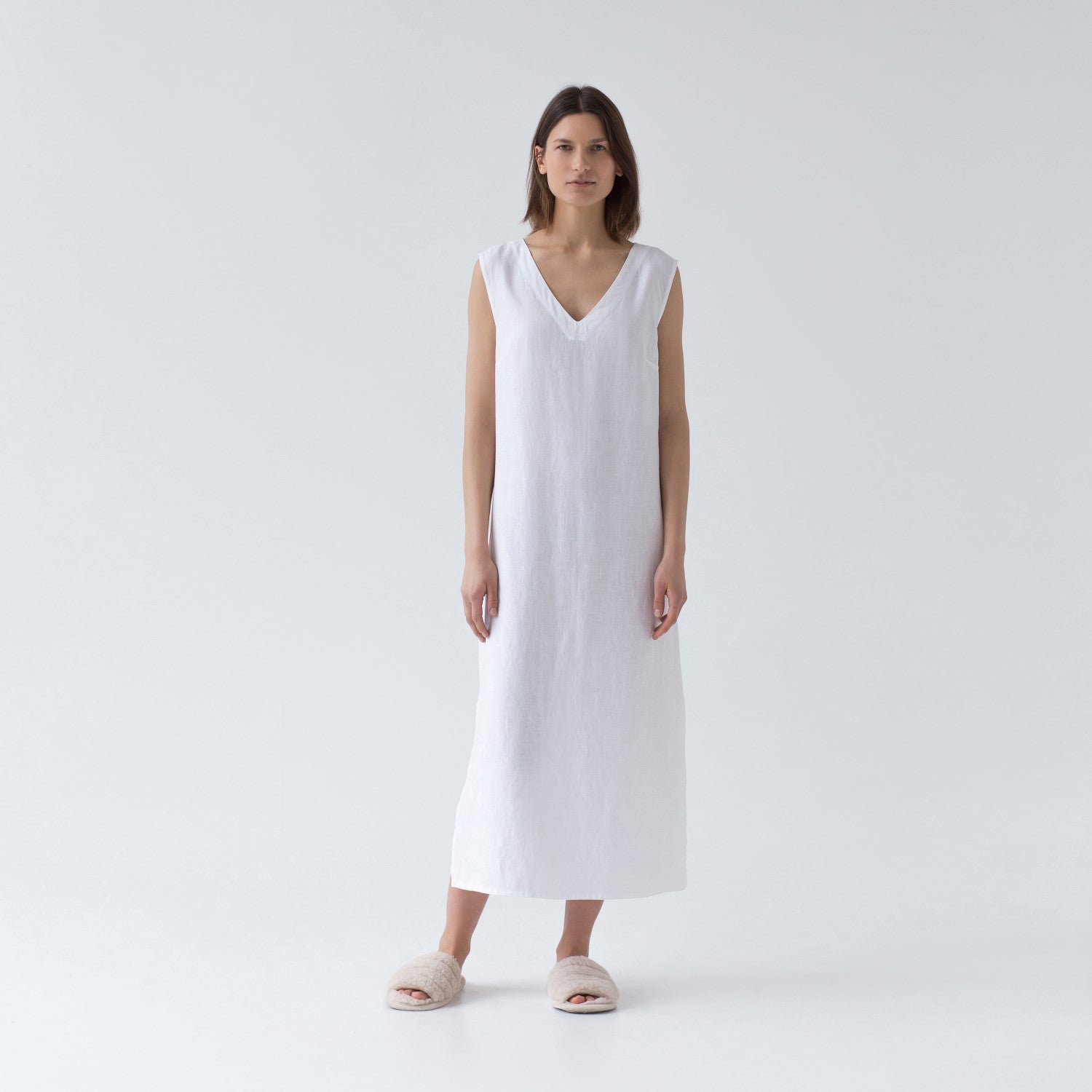 Leinen-Nachthemd Nasturtium, Optical White – Linen Tales