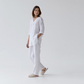 Optical White Farbe Leinen Primrose-Loungewear-Set für Damend  von der Seite 