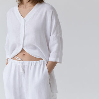 Optical White Farbe Leinen Primrose-Loungewear-Set für Damend Hose 5