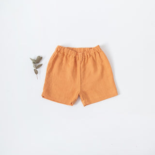 Kinder-Leinen-Shorts Owl, Tangerine 5