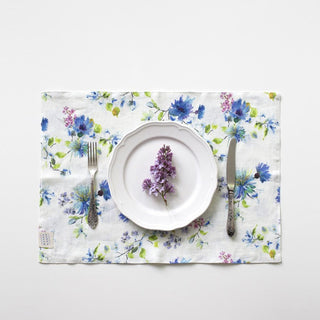 Flowers on White Leinen Tischset 