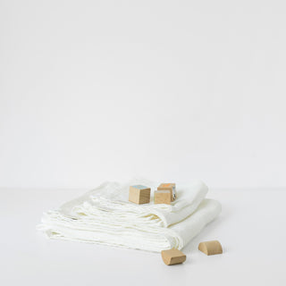 Leinen-Handtuch für Kinder mit Waffelstruktur, White 