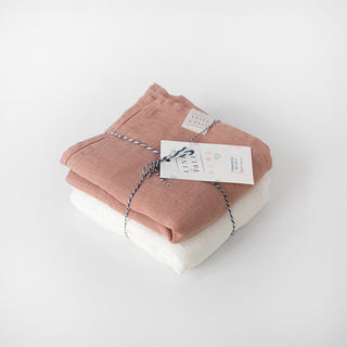 Leinen-Wickeltücher für Kinder im 2er-Set, White & Cafe Creme 2 2